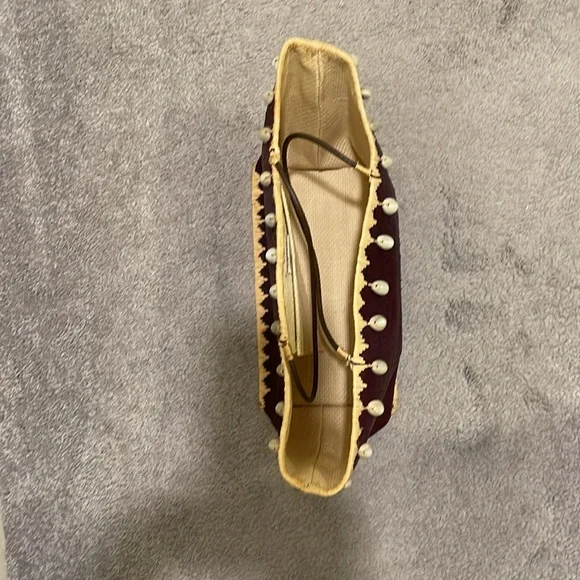 Talbots straw tote bag brown with seashell and tan trim - Picture 3 of 3